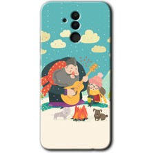 MRC İletişim Huawei Mate 20 Lite Kılıf Hd Desen Baskılı Arka Kapak + Temperli Cam - Kış Pikniği