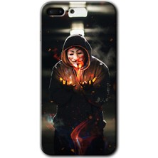 MRC İletişim iPhone 7 Plus Kılıf Hd Desen Baskılı Arka Kapak + Temperli Cam - V For Fire