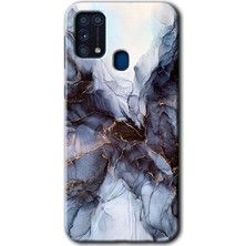 MRC İletişim Samsung Galaxy M31 Kılıf Hd Desen Baskılı Arka Kapak + Temperli Cam - Otantik Mermer