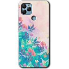 MRC İletişim General Mobile Gm 22 Plus Kılıf Hd Desen Baskılı Arka Kapak + Temperli Cam - Çizim Yapraklar