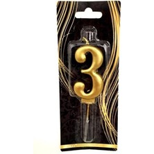 Kidspartim 3 Yaş Gold Rakam Mum