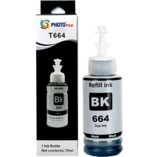 Photo Print Epson 664 T6641 L3060 Uyumlu Siyah Ithal Muadil Mürekkep 70 ml