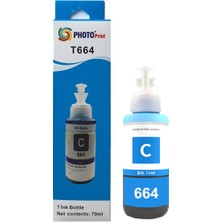Photo Print Epson Ecoprınt L3050  664 T6642 Uyumlu Mavi Muadil Mürekkep 70 ml