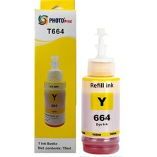 Photo Print Epson Ecoprınt L3050  664 T6644 Uyumlu Sarı Muadil Mürekkep 70 ml