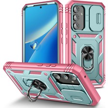 Cool-M Samsung Galaxy A54 5g Pc Tpu Case Kickstand Şok Geçirmez Kapak Kart Yuvası, Lens Guard (Yurt Dışından)