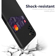 Cool-M   Galaxy A54 5g Kart Tutucu Kumaş Doku Telefon Kasası Kaymaz Pu Deri Kaplamalı Sert Pc Çizik Dirençli Telefon Arka Kapak (Yurt Dışından)