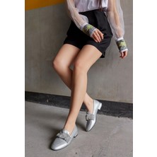 Nilufarr Stella Gümüş Taşlı Kadın Loafer