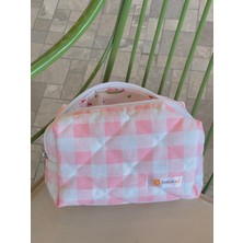 Batekso Pembe Pötikare Desenli Makyaj Çantası - Büyük Boy
