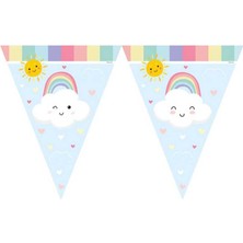 Alya Süs Flama Üçgen Bayrak Gökkuşağı Bulut 1 Adet