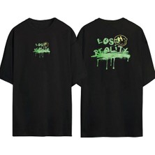 The Wert Lost Realitx Baskılı Oversize Siyah Tshirt