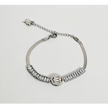 Hg.Aksesuar Kadın Italyan Zincirli Zirkon Taşlı Baget Kesim Çelik Bileklik