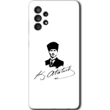 MRC İletişim Samsung Galaxy A32 4g Kılıf Hd Desen Baskılı Arka Kapak + Temperli Cam - Kemal Atatürk Imza