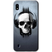 MRC İletişim Samsung Galaxy A10 Kılıf Hd Desen Baskılı Arka Kapak + Temperli Cam - Müzik Kurukafa