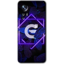 MRC İletişim Xiaomi Mi 12 Kılıf Hd Desen Baskılı Arka Kapak - Dark Neon Yaprak G Harfi