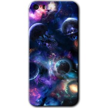 MRC İletişim iPhone 5s Kılıf Hd Desen Baskılı Arka Kapak + Temperli Cam - Gezegen Karışımı