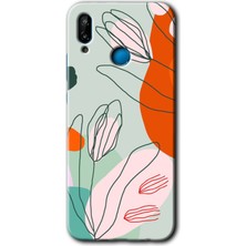 MRC İletişim Huawei P20 Lite Kılıf Hd Desen Baskılı Arka Kapak + Temperli Cam - Vektör Çiçekler