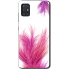 MRC İletişim Samsung Galaxy A51 Kılıf Hd Desen Baskılı Arka Kapak + Temperli Cam - Pembe Tüy