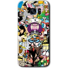 MRC İletişim Samsung Galaxy S7 Edge Kılıf Hd Desen Baskılı Arka Kapak + Temperli Cam - Süper Çizgi Kahramanlar