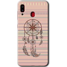 MRC İletişim Samsung Galaxy A20 Kılıf Hd Desen Baskılı Arka Kapak + Temperli Cam - Mandala Retro