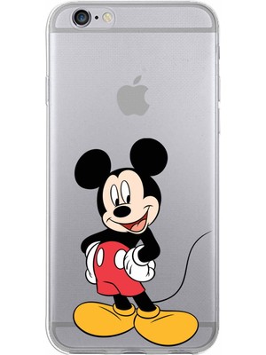 Printify Apple iPhone 6s Plus Uyumlu Kapak Mickey Mouse Tasarımlı Şeffaf Silikon Kılıf