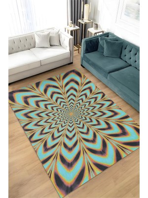 Homshtag Optik İllüzyon Dokuma Tabanlı Geometrik Halı Kareli Oturma Odası Halısı Renkli Salon Halısı