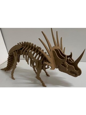 Montemo Ceratopsian 3D Dinozor Iskelet Maket-Yapboz-(8mm Ham Mdf)