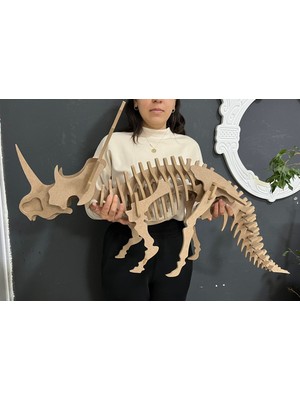 Montemo Ceratopsian 3D Dinozor Iskelet Maket-Yapboz-(8mm Ham Mdf)