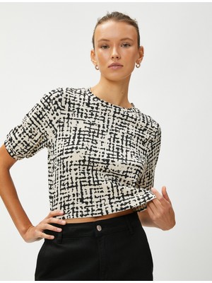 Koton Crop Tişört Kısa Kollu Bisiklet Yaka