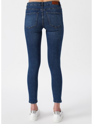 Vero Moda Taş Işlemeli Skinny Mavi Denim Pantolon