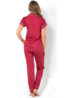 Doremi Burgundy Heart Kısa Kollu Pijama Takımı