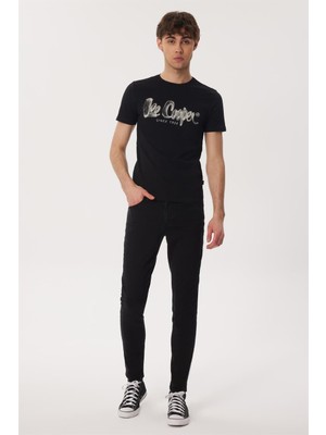 Lee Cooper Drawinglogo Erkek %100 Pamuk O Yaka T-Shirt Siyah
