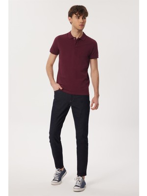 Lee Cooper Twins Erkek %100 Pamuk Polo Yaka T-Shirt Mürdüm