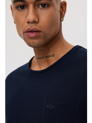 Lee Cooper Twingo Erkek %100 Pamuk O Yaka Pike T-Shirt Lacivert