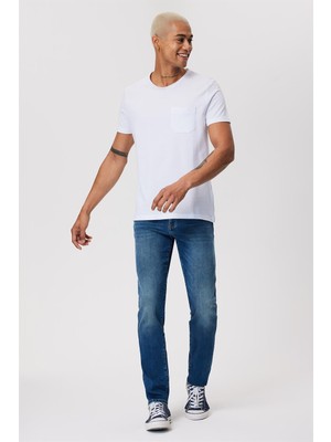 Lee Cooper Twingo Erkek %100 Pamuk O Yaka Pike T-Shirt Beyaz