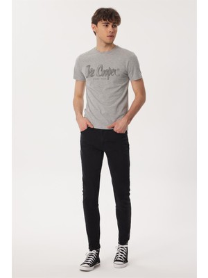 Lee Cooper Drawinglogo Erkek %100 Pamuk O Yaka T-Shirt Gri Melanj