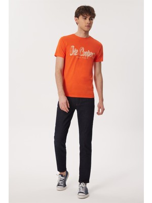 Lee Cooper Drawinglogo Erkek %100 Pamuk O Yaka T-Shirt Mercan