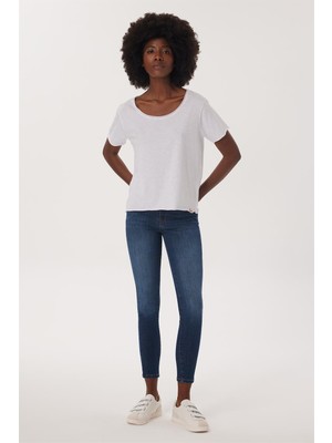 Lee Cooper Carmen Kadın %100 Pamuk O Yaka T-Shirt Beyaz