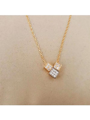 Pier Gümüş Üç Küp Gümüş Kolye