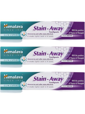 Stain Away Leke Karşıtı Diş Macunu, Bitkisel, Vejetaryen, Florürsüz, Parabensiz, 75 ml 3 Adet