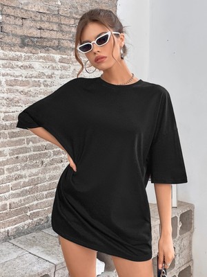 Trendseninle Kadın Dikey Kelebekler Baskılı Oversize Tişört