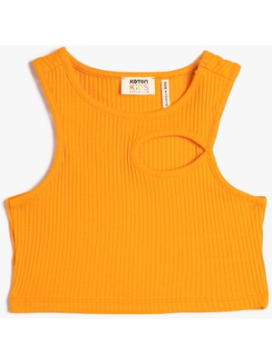 Koton Crop Üst Pencere Detaylı Kolsuz Yuvarlak Yaka Ribanalı Pamuklu
