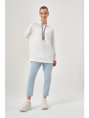 Mizalle Omuzu Incili Ekru Sweatshirt