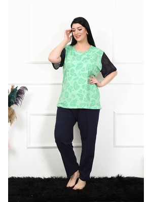 Akbeniz Kadın 5xl-6xl-7xl-8xl Büyük Beden Kısa Kol Pijama Takım 75004