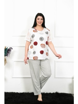 Akbeniz Kadın 5xl-6xl-7xl-8xl Büyük Beden Kısa Kol Pijama Takım 75002