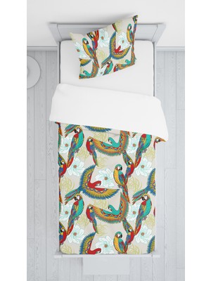 Evmila Dijital Baskılı Papağan Örtü Yastık Seti Lldcfp 26