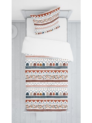 Evmila Dijital Baskılı Renkli Çizgiler Örtü Yastık Seti 1506