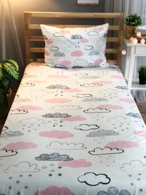 Evmila Pembe Bulutlu Dekorafit Örtü 192