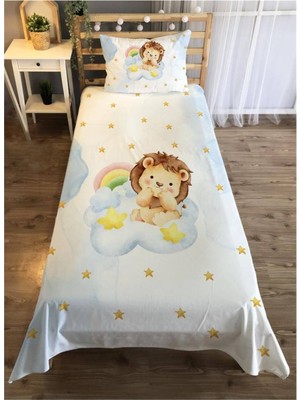 Evmila Aslan Desenli Çocuk Odası Yatak Örtüsü Takımı