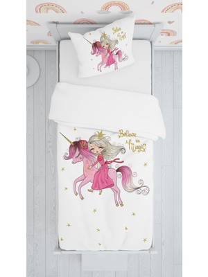 Evmila Dijital Baskı Prenses ve Atı Örtü Yastık Seti 1771