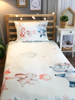 Evmila Dijital Baskı Sevimli Hayvanlar Örtü Yastık Seti 1932